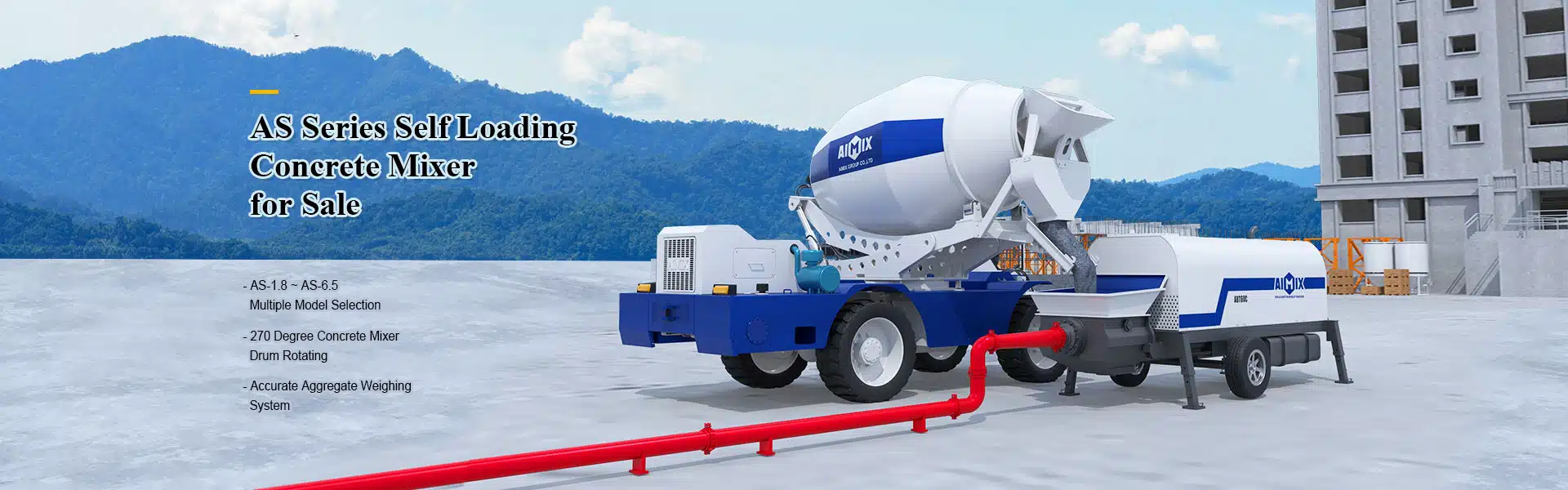 self-loading concrete mixer with pump in AIMIX