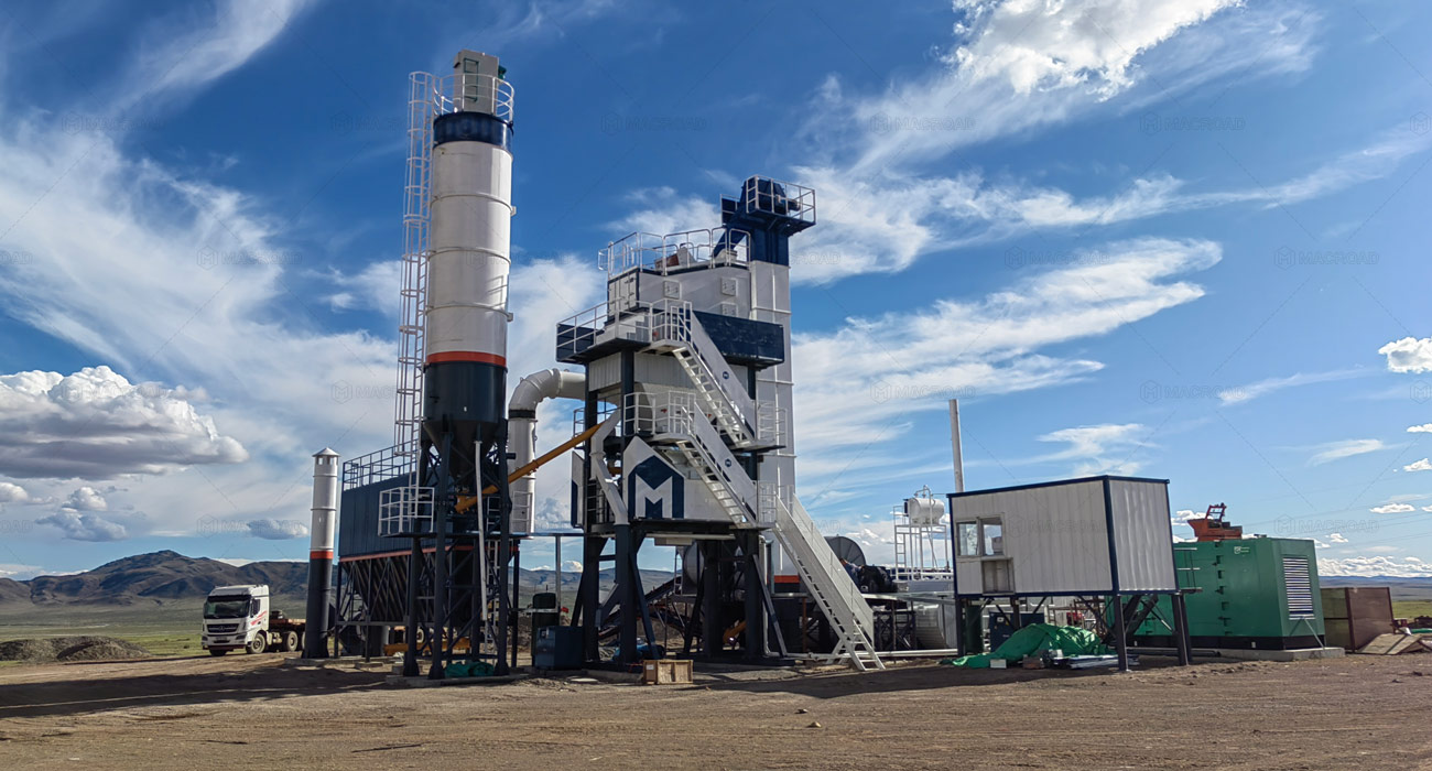 Stationary batch asphalt plant ALQ80 from Macroad in Mongolia